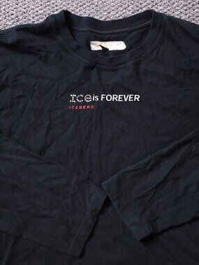 Iceberg Shirt Mens L Large  Ice Is Forever Gilmar Cotton Black Italy Long Sleeve